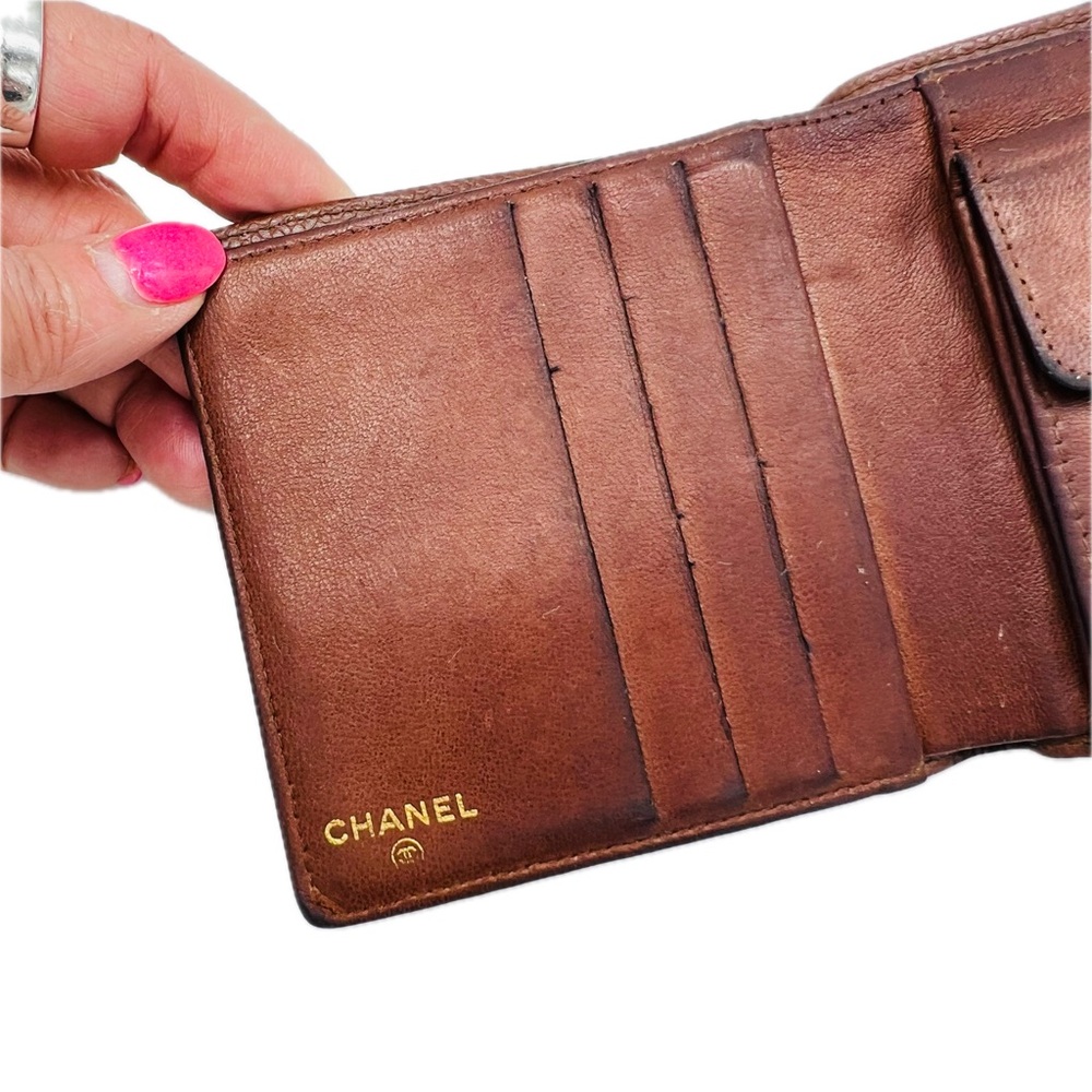 CHANEL Brown Caviar Bifold Wallet Mens Womens Unisex Vintage 1999 Authentic - Picture 6 of 16